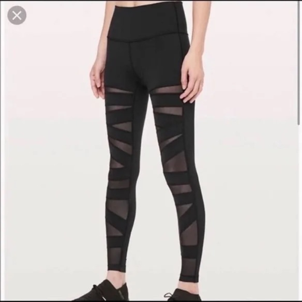 Lululemon rare Zig Zag black mesh Leggings